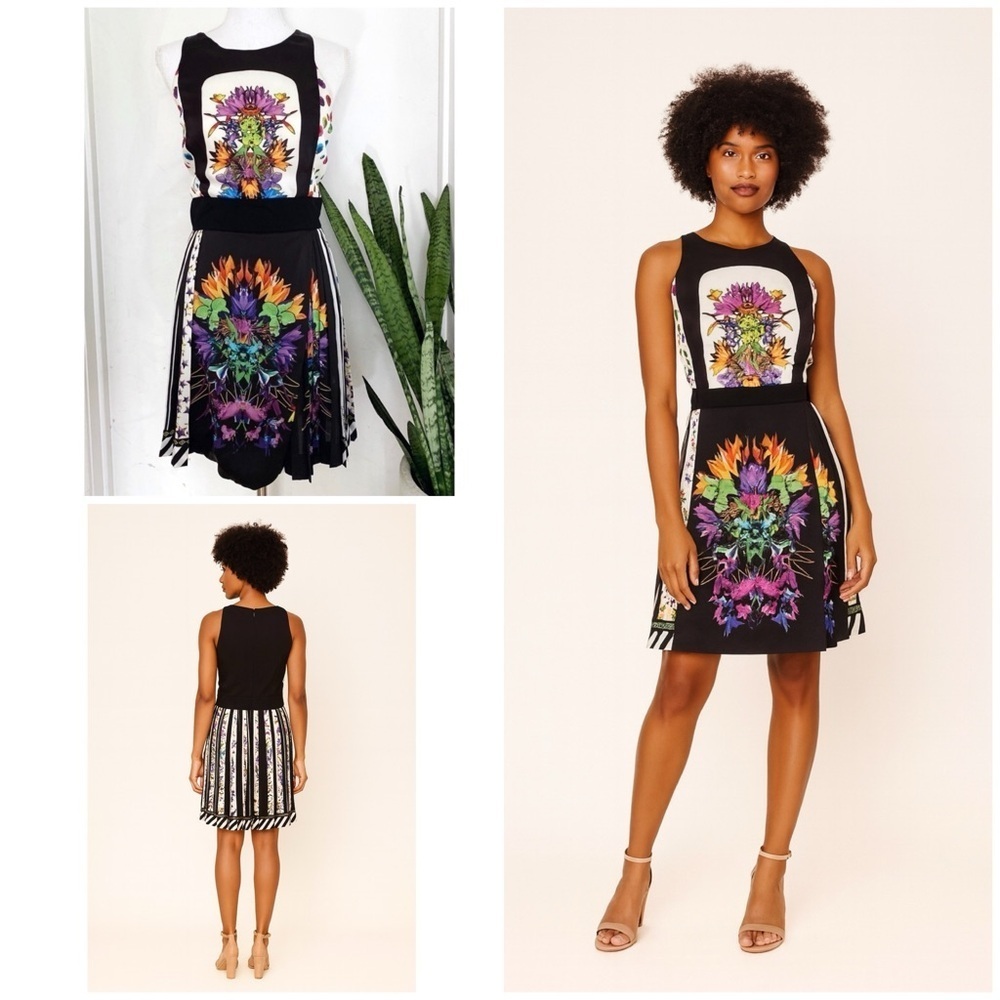 NWT just cavalli Roberto Cavalli Floral Stars Pleat Sheath Dress